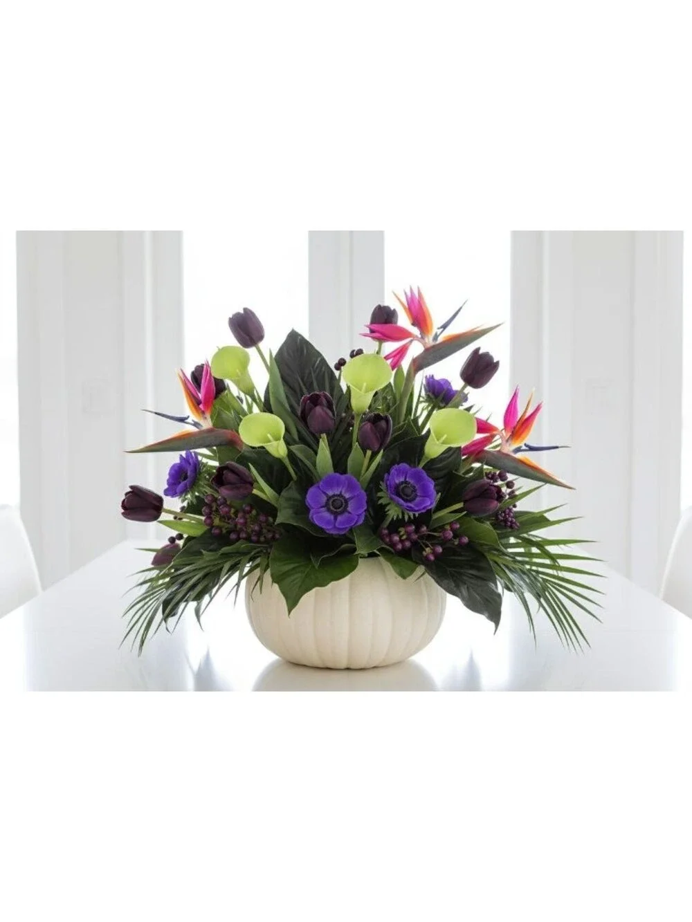 Artificial Green Calla Lily Stems, Real Touch Faux Flowers, 15 Inch, Set of 5